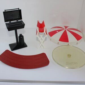 Vtg 1984 Meritus Barbie Style Hot Tub Patio Set Parts BBQ, Directors Chair, Ect